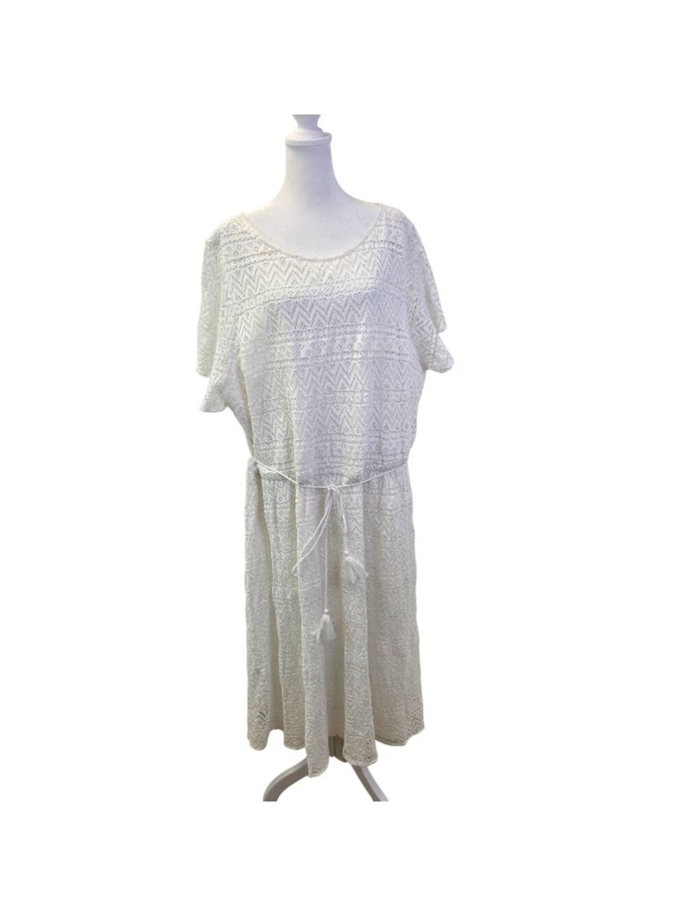 Lane Bryant Lace Overlay Belted Boho Midi Dress Size 28